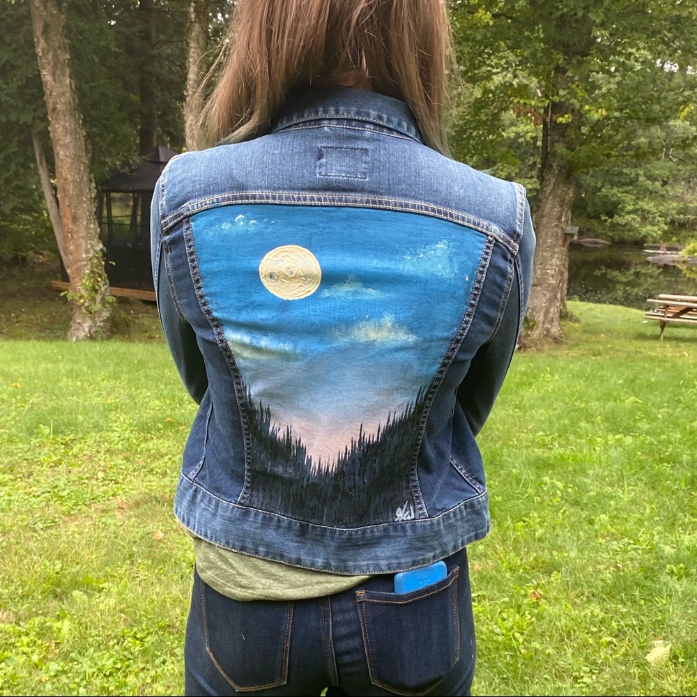 Lucky Brand Hand Painted Jean Jacket! - Picture 1 of 8